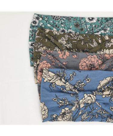 YONUF Wide Boho Headbands for Women - 4 Pack Fashion Headband Set for Yoga Workout and African Head Wraps - Flower Patterns - Buy Online on GoSupps.com
