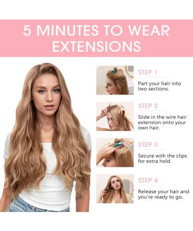 Silk-Co 60cm Rubber Band Hair Extensions - Corrugated Secrets Wire Extensions for Women - Blonde Synthetic Hair - Buy Online on GoSupps.com