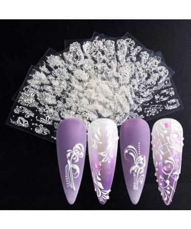 Flower Nail Stickers 5D Lace Engraved Nail Decal Self Adhesive Carving DIY Nail Art 7 Nail ornament Style 7 - Buy Online on GoSupps.com