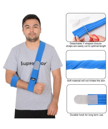 Supregear Adjustable Lightweight Arm Sling | Shoulder Immobilizer Support for Injured Arm | Breathable Medical Shoulder Support - Blue - 180cm - Buy Online on GoSupps.com