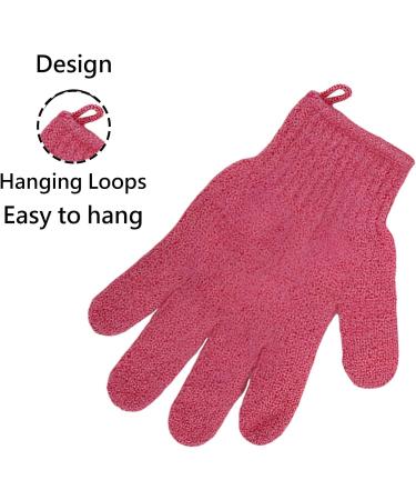 2Pcs Exfoliating Gloves - Bamboo Shower Gloves - Bath and Body Exfoliator Mitts - Scrubs Away Ingrown Hair and Dead Skin - for Shower Spa Massage and Dead Skin Cell Remover Loofah - Red 1 pair red - Buy Online on GoSupps.com