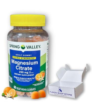 Magnesium Citrate Gummies 250mg- Bone and Muscle Wellness 60 Ct (Pack of 1) Boxed by Fusion Shop Store