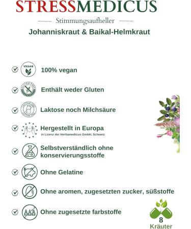 Swissmedicus Stress Medicus - Natural Herbal Supplement for Mood & Mental Health | 120 Vegan Capsules with St. John's Wort & Baikal Helmet Herb - Buy Online on GoSupps.com