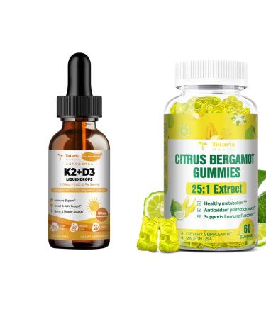 Liposomal Liquid Vitamin D3 K2 + Sugar Free Citrus Bergamot Gummies