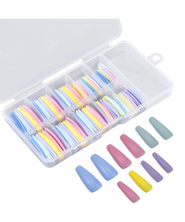 100 pieces of nail tips wrong nails acrylic fingernail tip acrylic false nail tips artificial nails pure color artificial fingernails long nails Tips for nail studios nail studies women women girls