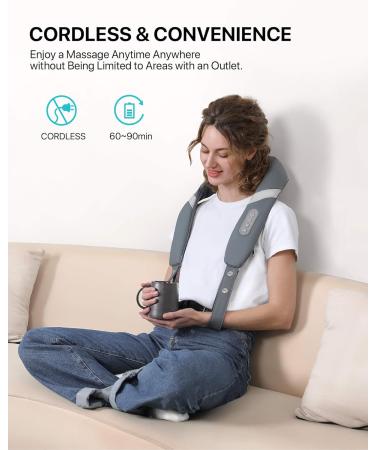 Alljoy Wireless Neck Massager with Heat Function | Shiatsu 3D-Rotating Massage Device for Neck Back & Shoulders | Portable & Adjustable Strap | Perfect Gift in Gray - Buy Online on GoSupps.com