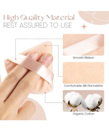 6-Piece Pure Cotton Powder Puff Set for Contouring - Triangle Wedge Shape, 2.76 inch with Strap - Beige - Buy Online on GoSupps.com