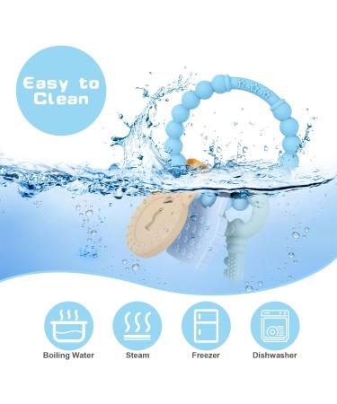 Vicloon Baby Teething Toy - BPA-Free Silicon Teether Chew Toy for Boys and Girls | Soothing Infant Teething Ring | Shower Gift - Light Blue - Buy Online on GoSupps.com
