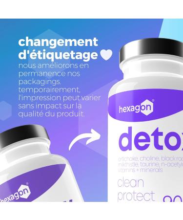 Detox NAC N-Acetyl-Cysteine Artichoke Milk Thistle Black Radish - Drainer and Elimination - Powerful and Fast Liver Detox & Colon - +1 Month of Cure - Made in France - 90 Capsules - Hexagon - Buy Online on GoSupps.com
