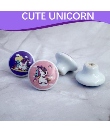 Zfkxgs Unicorn Furniture Buttons - Vintage Ceramic Cabinet Knobs for Children's Rooms & Drawers - 4-Piece Set for Kids' Furniture - Buy Online on GoSupps.com