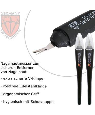 THREE SWORDS Cuticle Knife Set - V-Blade Cuticle Remover (2 Pieces) - Premium Quality Made in Germany for Nail Care - Buy Online on GoSupps.com