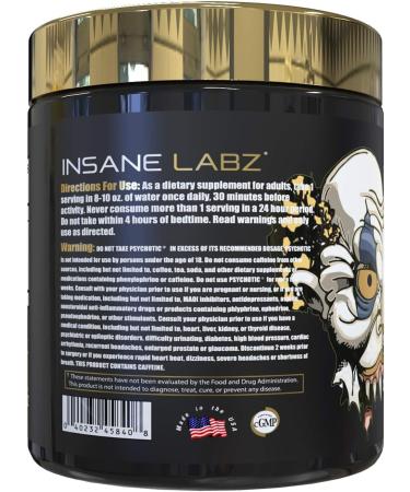 Insane Labz Psychotic Gold High Stimulant Pre Workout Powder - Blue Punch, 35 Servings - Extreme Energy, Focus, and Endurance - Buy Online on GoSupps.com