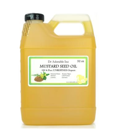 Dr Adorable - 32 oz - Mustard Seed Oil - Unrefined 100% Pure Natural Premium Organic Cold Pressed 32 Fl Oz (Pack of 1)