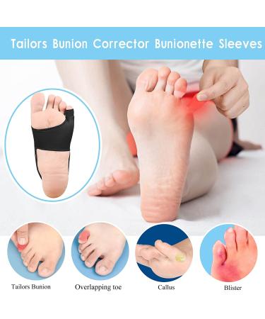 DYKOOK Tailors Bunion Corrector - 1 Pair Bunionette Sleeves with Gel Pads & Non-Slip Strap for Pain Relief & Toe Straightening (Black, Small) - Buy Online on GoSupps.com