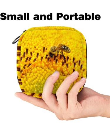 Menstruation Pad Bag with Zipper | Women's Napkin & Tampon Bag - Bee & Yellow Flower Design - Buy Online on GoSupps.com