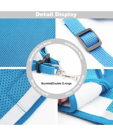Meioro Adjustable Dog Harness with Leash - Soft Padded Reflective Vest for Small & Medium Dogs - Azure Blue (M: 35-40cm) - Buy Online on GoSupps.com