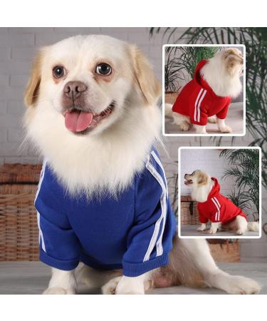Cozy Dog Sweater for Small Dogs | Cute Cotton Hoodies & Coats in Dark Blue & Red - Warm Puppy & Cat Apparel XL - Buy Online on GoSupps.com