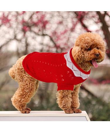 Small Dog Jumper Warm Puppy Knitted Pullover Sweaters Winter Dog Cat Jumper Knitwear Sweater Apparel Small Pet Coat Costume Dog Clothes Comfortable Knitted Sweater for Small Dog Cat (Size 14 Red) Size 14 Red - Buy Online on GoSupps.com