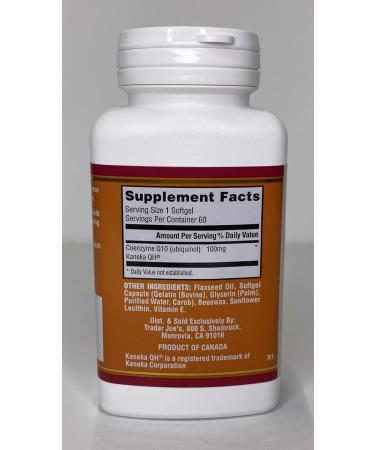 Trader Joe's CoQ10 Ubiquinol 100mg - Enhanced Absorption Softgels | Premium Heart Health Supplement - 60 Count - Buy Online on GoSupps.com