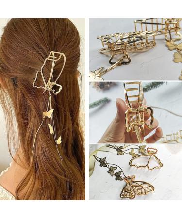 Metal Butterfly Tassel Hair Claw Clips - Non-Slip Hair Catch Barrettes for Women & Girls - 2 Pack - Buy Online on GoSupps.com