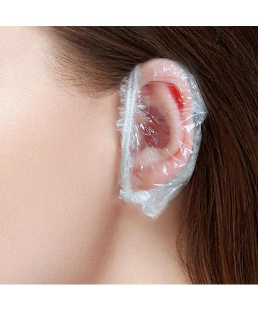 200PCS Clear Disposable Ear Protectors Waterproof Ear Protectors for Bathing Hair Colouring and Beauty Treatments