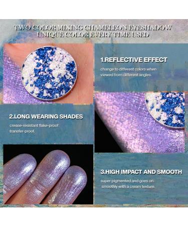 Afflano Duochrome glitter eyeshadow with shimmering effect bluepinkwhite intensive pigments multicoloured compact size translucent longlasting for professional makeup - Buy Online on GoSupps.com