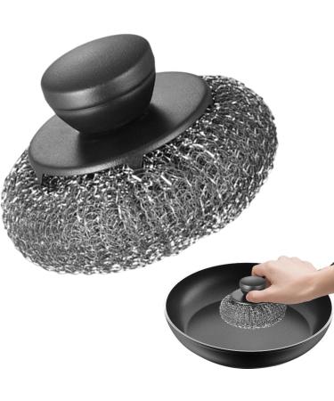 Stainless Steel Scrubber - Stainless Steel Scrubber Dish Brush Portable Metal Scrubber Pot Scrubbers for Iron Pots Barbecue Grills Black - Buy Online on GoSupps.com