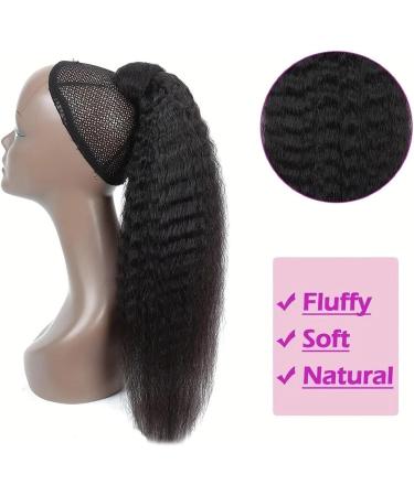 Hair Piece Kinky Straight Ponytail Human Hair Straight Ponytail Extension For Women 10-30In Magic Paste Wrap Around Ponytail Hair For Women(26inches) - Buy Online on GoSupps.com