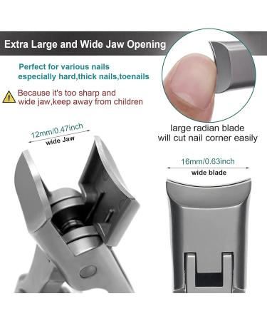 VOGARB Heavy Duty Nail Clippers for Thick Nails with Safety Lock - Wide Jaw Opening Cutter for Men, Women, Seniors - No Splash Trimmer with Catcher (Silver) - Buy Online on GoSupps.com