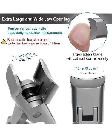 VOGARB Extra Wide Jaw Nail Clippers for Thick Nails - Heavy Duty Long Handle Cutter with File for Men Women Adults Seniors - Silver - Buy Online on GoSupps.com