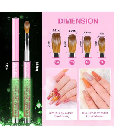 Saviland Kolinsky Acrylic Nail Brush Set - 4PCS Professional Size Brushes for Acrylic Nails Extension & Carving - Buy Online on GoSupps.com