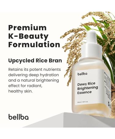 BELLBA Dewy Rice Essence Korean Serum for Face - K-beauty Skincare Rice Serum - Get Even Tone and Glass Skin - Hydrating Lightweight Non-Comedogenic (1 fl.oz) - Buy Online on GoSupps.com