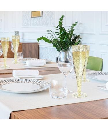 MR.FOAM Disposable Champagne Flutes - 6PC Gold Glitter Plastic glasses for Parties - 6.5 OZ - Buy Online on GoSupps.com
