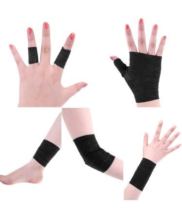 12 Pack Self Adhesive Bandage Wrap Tape for Sports, Wrist, Ankle - Black, 2 Inches x 5 Yards - Cohesive & Stretchy - Buy Online on GoSupps.com