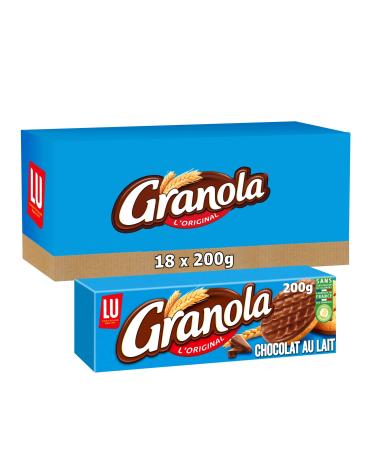 LU Granola - 18 Boxes of Granola Biscuits with Milk Chocolate - Family Pack - Set of Chocolate Biscuits - Ideal for Snacks - Made in France - Pack of 18 x 200g
