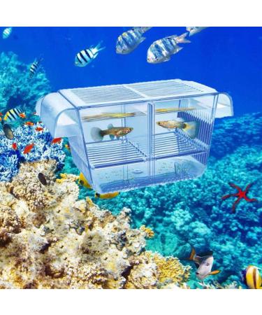 Lefunpets Aquarium Fish Breeding Box for Baby Fish Hatchery, Double Guppies Hatching Incubator Isolation Box Small