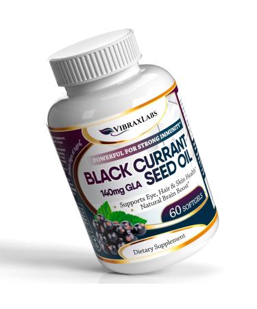 Black Currant Oil 1000mg - Hexane Free  Natural Anti Aging Antioxidant with High GLA Formula  Supports Hair, Skin, Joint & Eye Health  Premium Black Currant Seed Oil Softgel Supplement