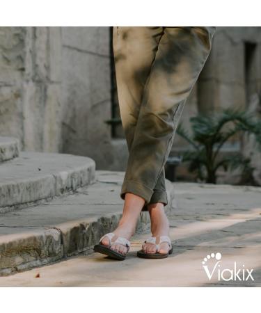 Viakix Orthotic Sandals for Women - Arch Support Sandals for Plantar Fasciitis - Black Stripe, Size 9 - Buy Online on GoSupps.com