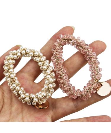 KuuGuu Crystal Pearl Hair Ties - 5 PCS Elastic Hair Bands for Women and Girls - Buy Online on GoSupps.com