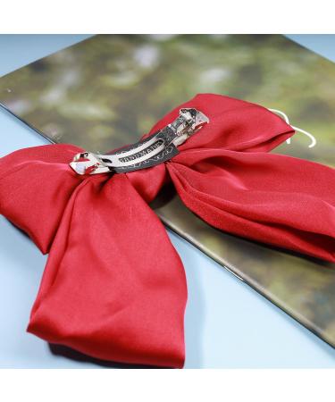 Andelaisi Vintage Bow Hair Clips Satin Bow Hair Barrettes Silk Hair Clip Barrette Retro Bowknot Hair Accessory Satin Ribbion Bowknot Clip Headpiece for Women and Girls Headdress (Red) - Buy Online on GoSupps.com