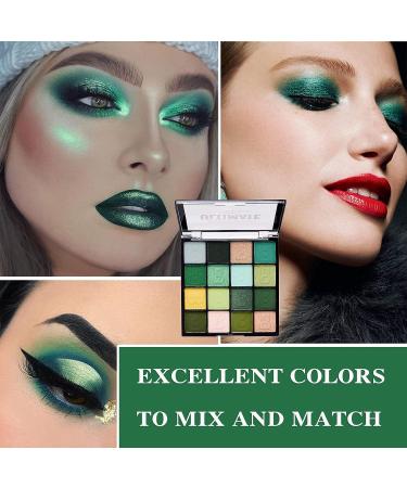 16-Color Green Eyeshadow Palette | Shimmer & Matte | Long-Wear, Waterproof & Highly Pigmented | Professional Eye Makeup Palette - Buy Online on GoSupps.com