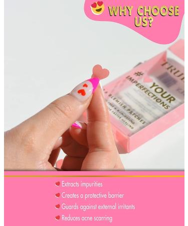 Truly Beauty Heart Your Imperfections Acne Patches - 36 Hydrocolloid Pimple Patches for Face - Cute Heart Shapes, Zit & Blemish Treatment - Buy Online on GoSupps.com