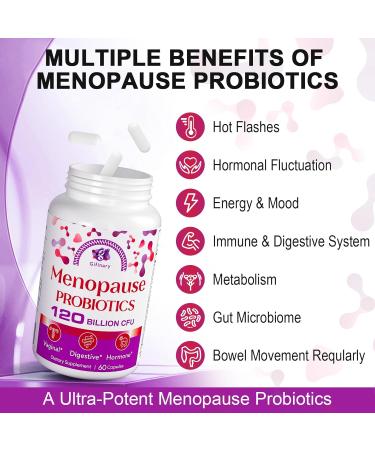 All-Natural Menopause Probiotic Supplements for Women - 120 Billion CFU for Hot Flashes Night Sweats & Mood Swings - 120 Herbal Capsules (Pack of 2 - Buy Online on GoSupps.com