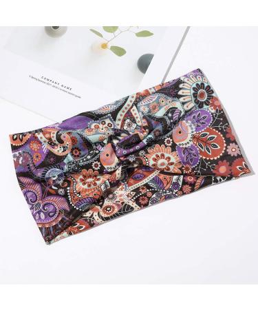 3 Pcs Non Slip Silk Boho Headbands with Buttons - Wide Floral Stretch Headbands for Nurses, Girls, Yoga, Sports - Buy Online on GoSupps.com