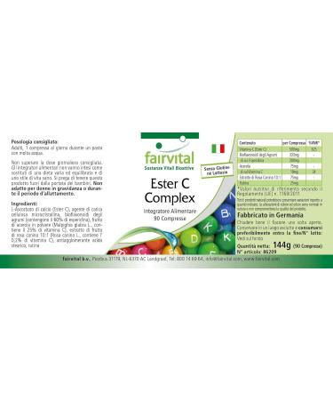 Fairvital | Complexe Ester C - 3 mois de cure - VEGAN - vitamine C avec des bioflavono des - 90 comprim s - facile dig rer - Buy Online on GoSupps.com