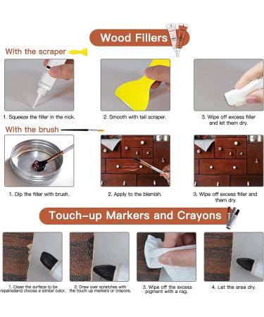 Wood Repair Kit for Furniture 12 Colors Wood Filler with 8 Colors Wood Repair Markers and Wax Sticks Sharpener Kit Scratch Cover Surface Restore-Set of 42 42 Pcs - Buy Online on GoSupps.com