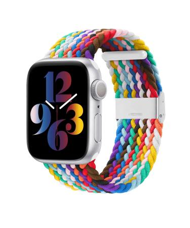 Bandiction Compatible with Apple Watch Bands 44mm 40mm 38mm 42mm 41mm 45mm 49mm, iWatch Bands for Women Men,Adjustable Braided Solo Loop Elastic Sport Bands for iWatch Ultra SE Series 8/7/6/5/4/3/2/1 multicolor-2 38mm/40mm/41mm