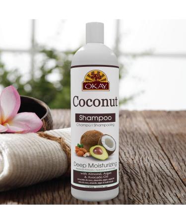 OKAY Coconut Deep Moisturizing Shampoo - Sulfate Silicone & Paraben Free - Nourishes & Strengthens All Hair Types - 12oz Made in USA - Buy Online on GoSupps.com