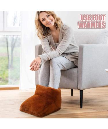 USB Foot Warmers | Rechargeable Heated Slippers | Full Wrap Heater for Comfort at Home & Work | Perfect for Men & Women - Brown - Buy Online on GoSupps.com
