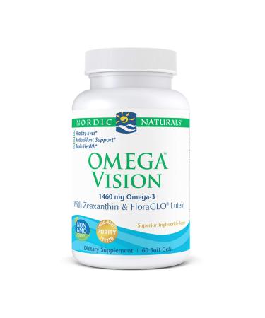 Nordic Naturals Omega Vision, Lemon - 60 Soft Gels - with Zeaxanthin and FloraGLO Lutein, for Healthy Eyes and Vision - 30 Servings 60 Count (Pack of 1) Standard Packaging